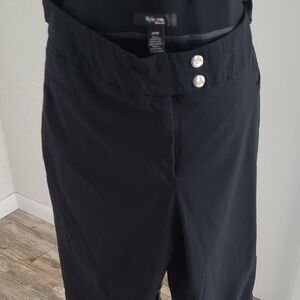 Style & Co. Midnight Black Trousers with Dual Button Accent